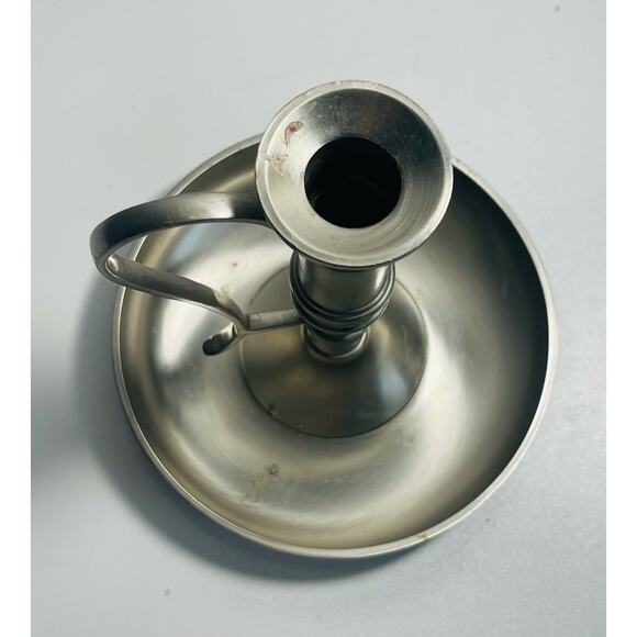 Large  Silver Yankee Candle Chamber Stick Candle Holder w/Handle & Drip Tray - Picture 4 of 5